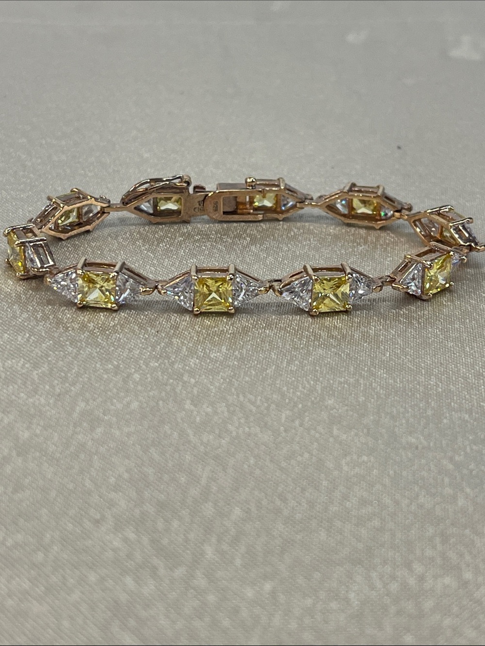 UTC Thailand ladies tennis bracelet yellow & white cz vermeil sterling silver